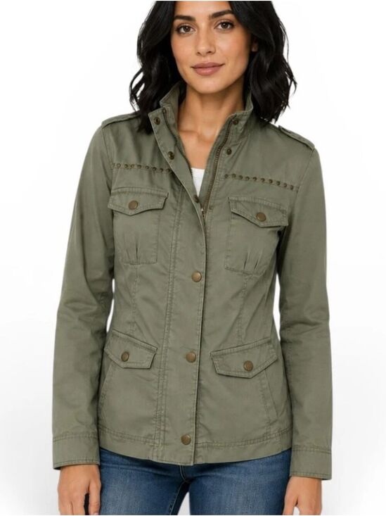 Style & Co. Jackets & Blazers - Style & Co Olive Green Utility Jacket Petite Medium